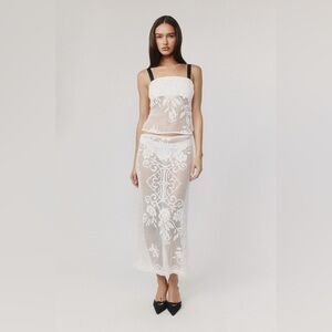 WITH JEAN White Lace Skirt